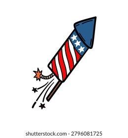 Hand-drawn firework rocket illustration, designed for festive celebrations and joyful events
