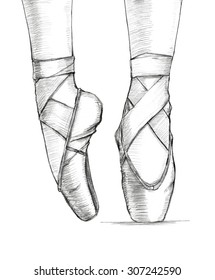 Pointe Shoe Drawings High Res Stock Images Shutterstock What really helped me to improve my sketches. https www shutterstock com image illustration handdrawn illustration delicate ballerinas feet dancing 307242590