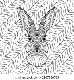 A Hand-drawn Illustration Of A Geometric Rabbit For Colouring Book