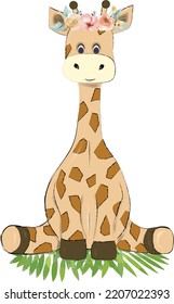 Hand-drawn Illustration Of Happy Giraffe