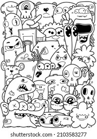 Handdrawn Illustrations Monsters Doodle Hand Drawn Stock Illustration ...