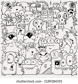 Handdrawn Illustrations Monsters Doodle Hand Drawn Stock Illustration ...