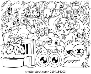 Handdrawn Illustrations Monsters Doodle Hand Drawn Stock Illustration ...