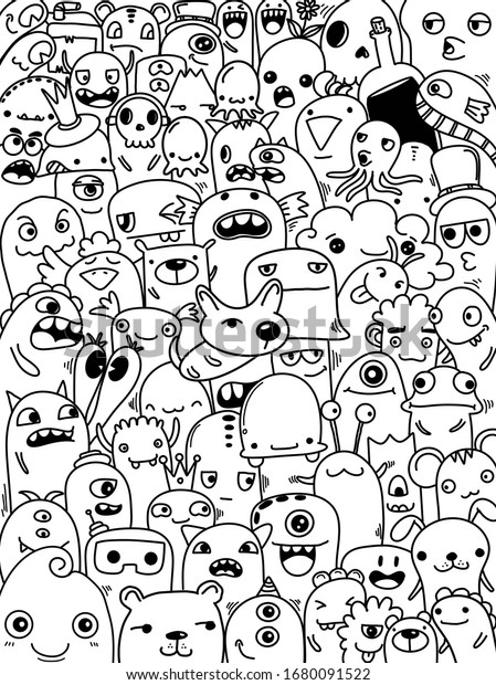 Handdrawn Illustrations Monsters Doodle Hand Drawn Stock Illustration ...