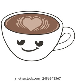 handdrawn image of smug face coffee cup cartoon - Powered by Shutterstock