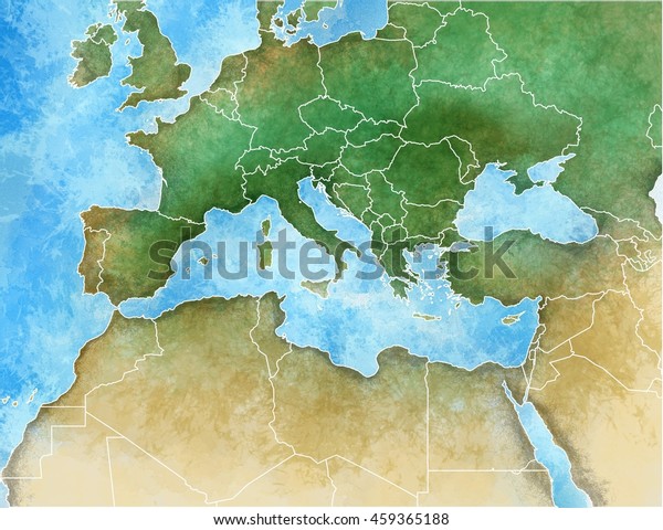 carte de l europe et moyen orient Illustration De Stock De Carte Dessinee A La Main De 459365188 carte de l europe et moyen orient
