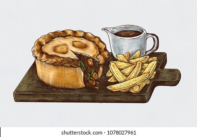 Hand-drawn Minced Beef Pie