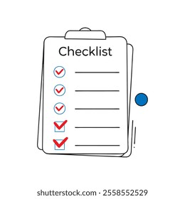 A hand-drawn, minimalist illustration of a clipboard with a checklist. - Powered by Shutterstock