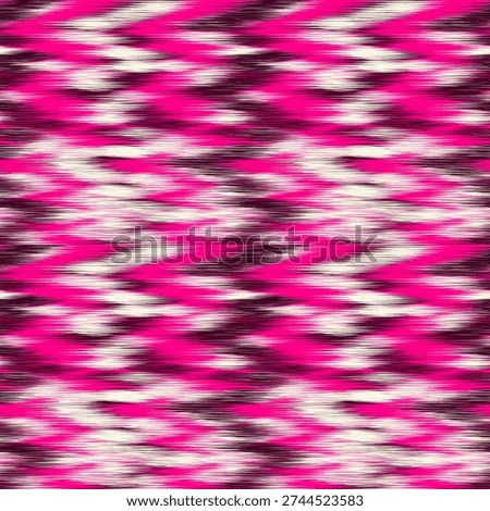 Hand-drawn Modern Elegant Spring Seamless Ikat Horizontal Strips in Magenta and Cream for Stationery
