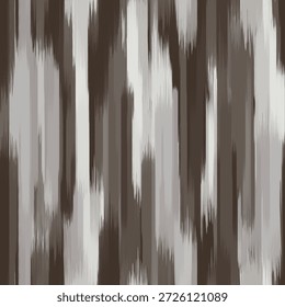 Hand-drawn Pattern 5 Vertical Stripes with Ikat Fringe in Brown and White