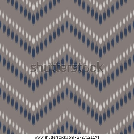 Hand-drawn Pattern Zigzag Ikat in Navy Blue and Grey Tones