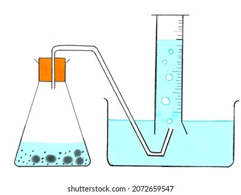 Handdrawn Science Experiment Gas Collection Water Stock Illustration ...