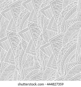 Hand-drawn seamless pattern of abstract geometric elements. 
Monochrome range. - Shutterstock ID 444827359