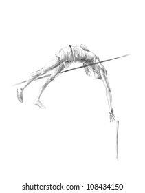 Handdrawn Sketch Pencil Illustration Athletes Pole Stock Illustration ...