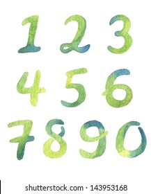 Hand-drawn Watercolor Numbers