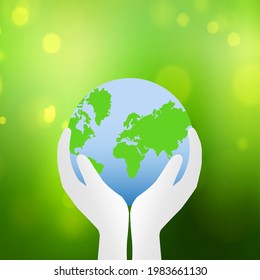 hand-holding earth illustration art, World environment day concept, the concept of Earth Day, and Conservation of the Environment. - Powered by Shutterstock