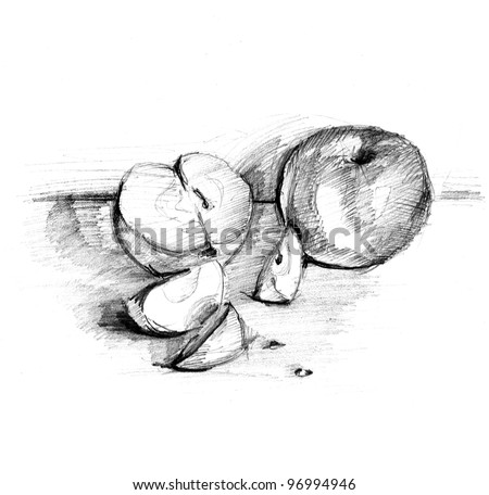handmade apple pencil draw lead pencilのイラスト素材 96994946