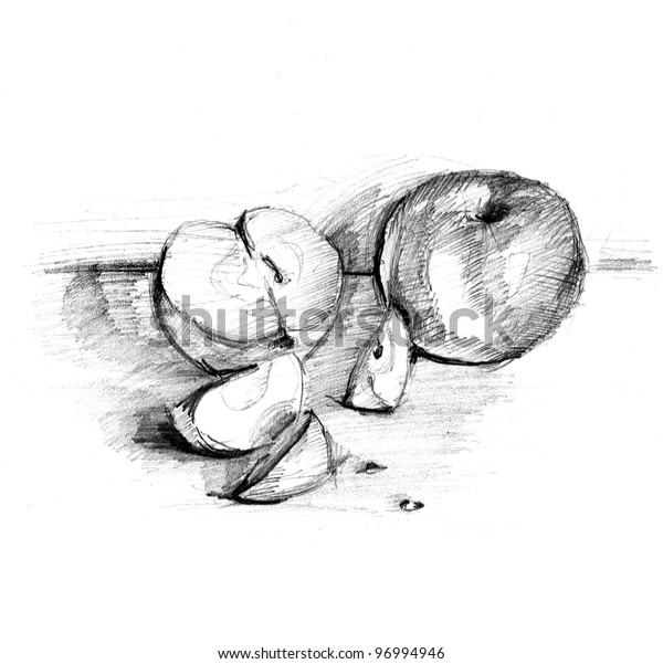 pencil drawing apple