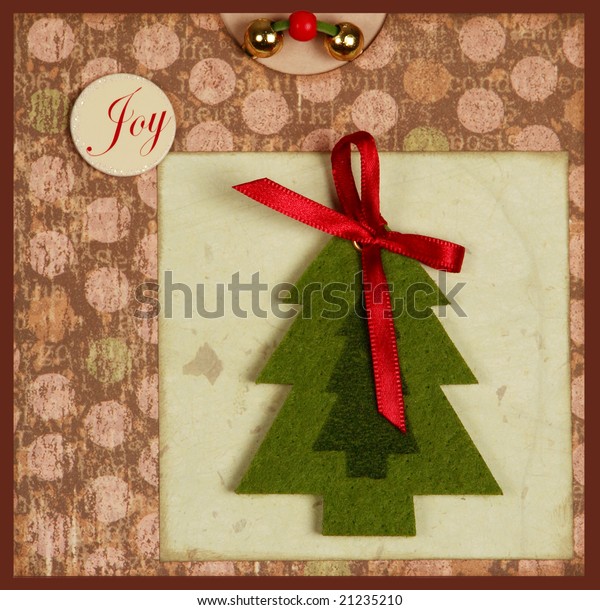 Handmade Christmas Card Red Ribbon Top Stock Illustration 21235210