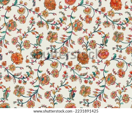 Handmade Floral Pattern With Digital Texture [[stock_photo]] © 