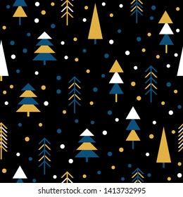 Handmade graphic forest seamless pattern. Abstract tree for design brthday card, modern party invitation, winter season shop sale, holiday advertising, bag print, t shirt etc. Raster copy
