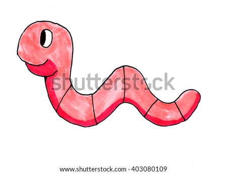 Handmade illustration of a worm