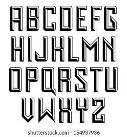 Handmade Retro Font. Sans Serif 3d Beveled Type. Raster Version.