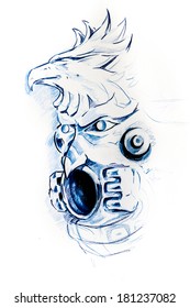 Handmade tattoo sketch over
