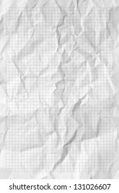 Handmade White Graph Grid Scale Crumpled Paper Texture Or Background