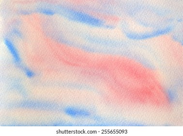 Hand-painted abstract watercolor background in pink and blue.