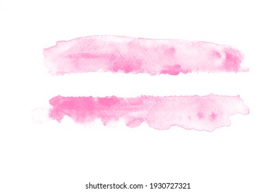 Hand-painted Brush Stroked Abstract Pink Watercolor On White Paper Background, For Design, Wallpaper, Banners, Text.
