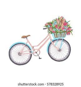 Watercolor Bicycle Illustration Vintage Style Hand Stock Illustration ...