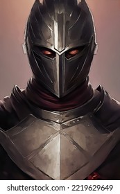 Hand-Painted comic style portrait of a demonic knight.