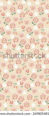Handpainted Cute Floral Pattern With Nice Day Text Decorative Artwork