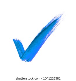 Hand-painted Isolated Blue Brush Tick Icon