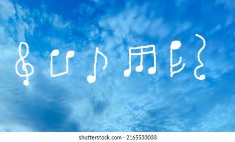 Hand-painted notes on the blue sky