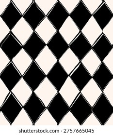 Hand-painted seamless pattern diamond pattern with geometric shapes and vibrant colorways for fabric, wallpaper, and textile design.