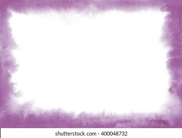 Hand-painted watercolor purple frame. ombre lilac color Abstract painting wash. Hand drawn violet Watercolour background. texture with soft ombre edges. Water color gradient