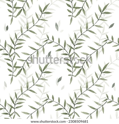 Handrawn leaves seamless pattern textile, leaf background, watercolor style