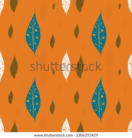 Handrawn seamless pattern and texture of leaf design abstract background