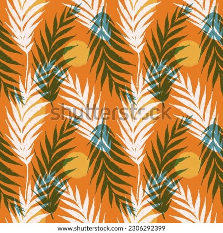 Handrawn seamless pattern and texture of tropical leaf design abstract background