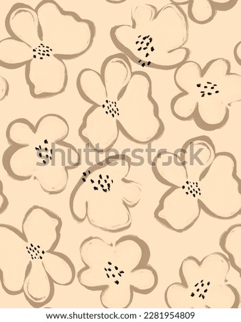 Handrawn stencil flower seamless pattern