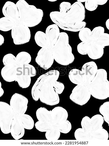 Handrawn stencil flower seamless pattern