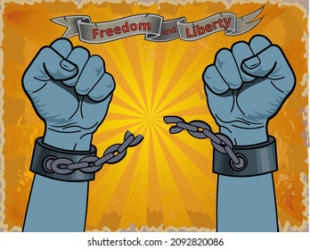 Hands Breaking Chain Shackle Handcuffs Stock Illustration 2092820086 ...