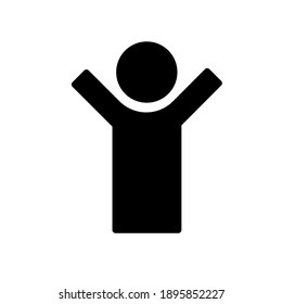 Hands Up Character Icon. Style Is Flat Symbol