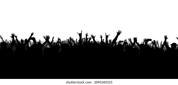 Hands at the concert, silhouettes against stage lighting. Isolated on white background. - Powered by Shutterstock