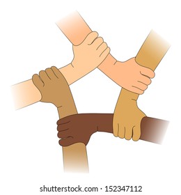 Illustration Hand Drawn Abstract Multiethnic Hands Stock Illustration ...