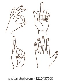 Hands Gestures Hand Drawn Set Stroke Stock Illustration 1226508751 ...