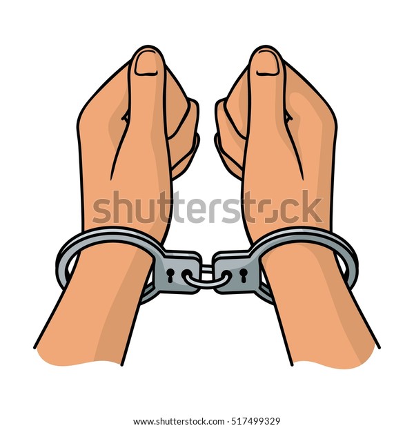 Hands Handcuffs Icon Cartoon Style Isolated Stock Illustration 517499329