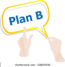 hands holding abstract cloud with plan b word, raster